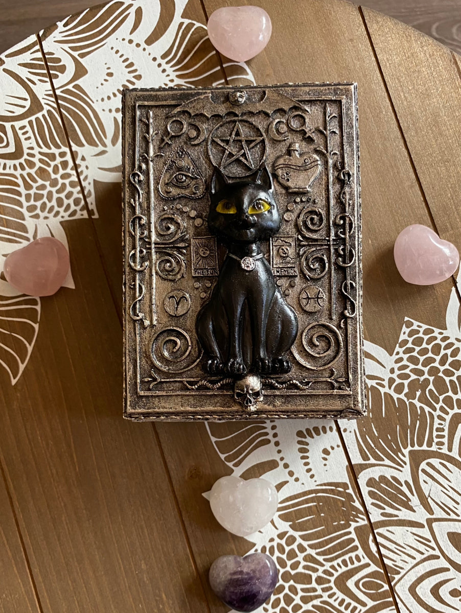 Gothic Black Cat Resin Storage Box – Nicks Import And Exports