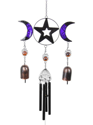 Triple Moon with Bells Wind Chime