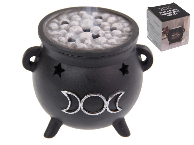 Triple Moon Incense Cone Cauldron Burner