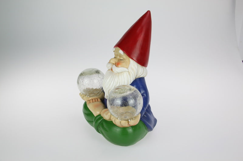 30cm Meditating Yoga Gnome with Twin Solar Light