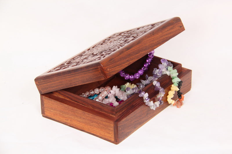 Carved Hamsa Hand Wooden Box