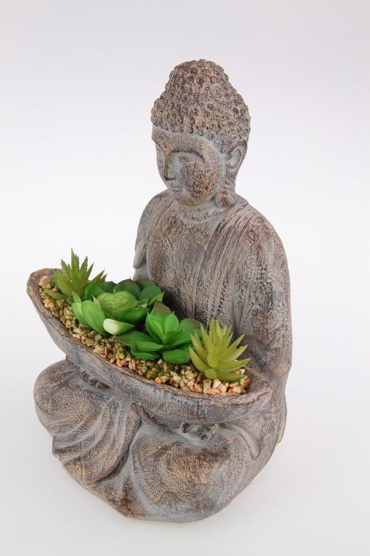 Décor Buddha Holding Succulents