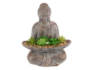 Décor Buddha Holding Succulents