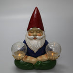 30cm Meditating Yoga Gnome with Twin Solar Light