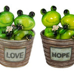 Inspirational Frogs in a Pot. Hope & Love set of 2