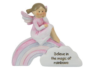 Fairy on Rainbow with Cute Inspirational Quote