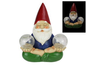 30cm Meditating Yoga Gnome with Twin Solar Light