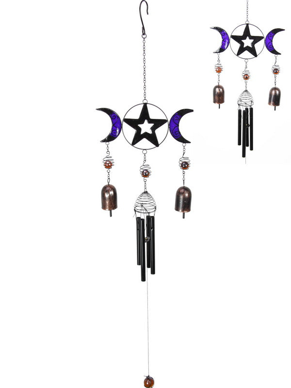 Triple Moon with Bells Wind Chime