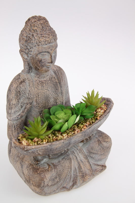 Décor Buddha Holding Succulents