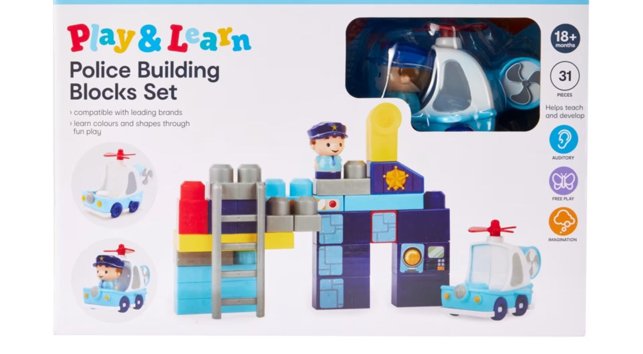 31 Piece Play & Learn Police Building Blocks Set