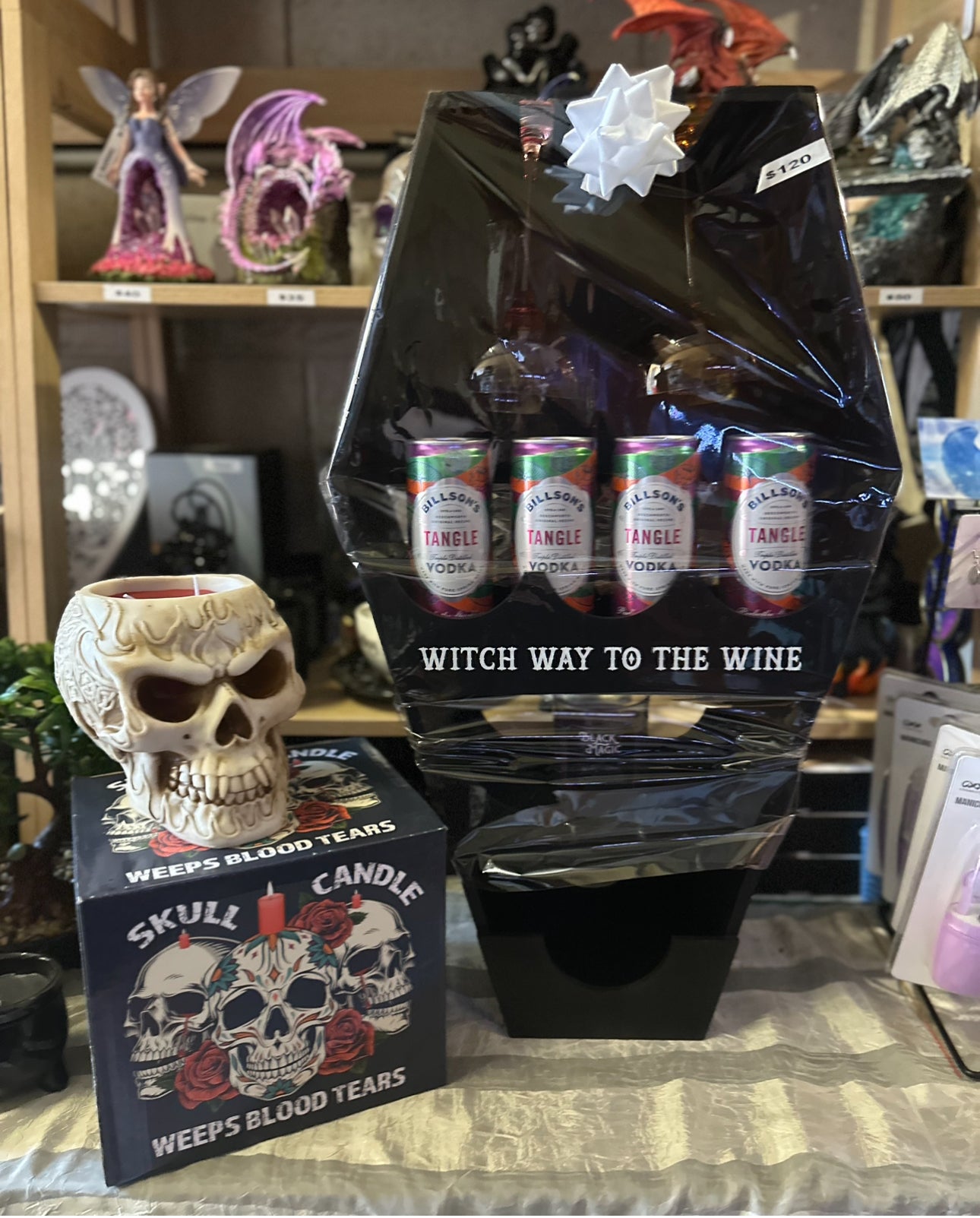 Witch Way To The Wine Coffin Wine Shelf