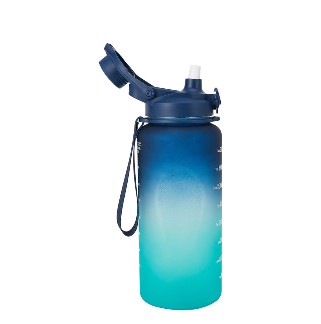 2.1L Navy and Teal Ombre Daily Intake Flip Lid Drink Bottle