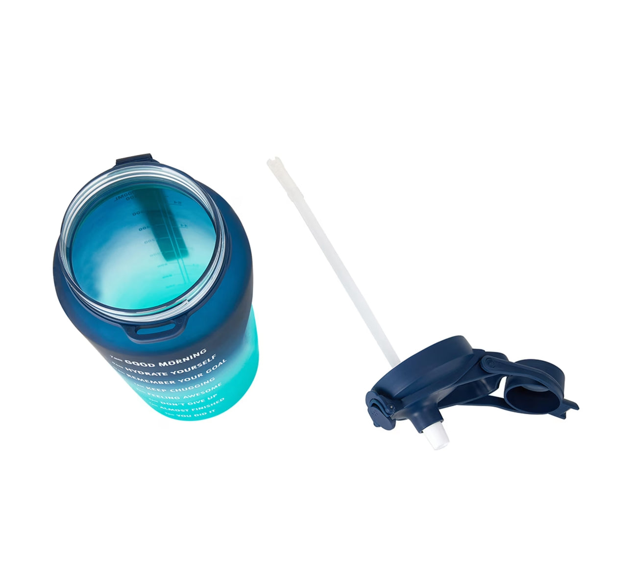 2.1L Navy and Teal Ombre Daily Intake Flip Lid Drink Bottle