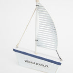 Navy and White Boat with Iron Sail