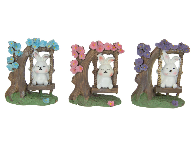 Set of 3 Cutest little Bunny sitting on a Tree Swing
