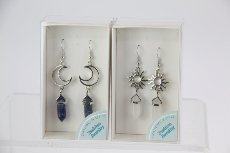 Gemstone Star & Moon Earrings