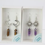 Gemstone Star & Moon Earrings