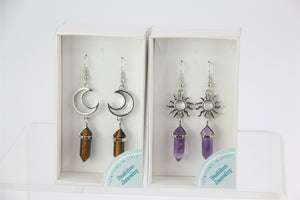 Gemstone Star & Moon Earrings