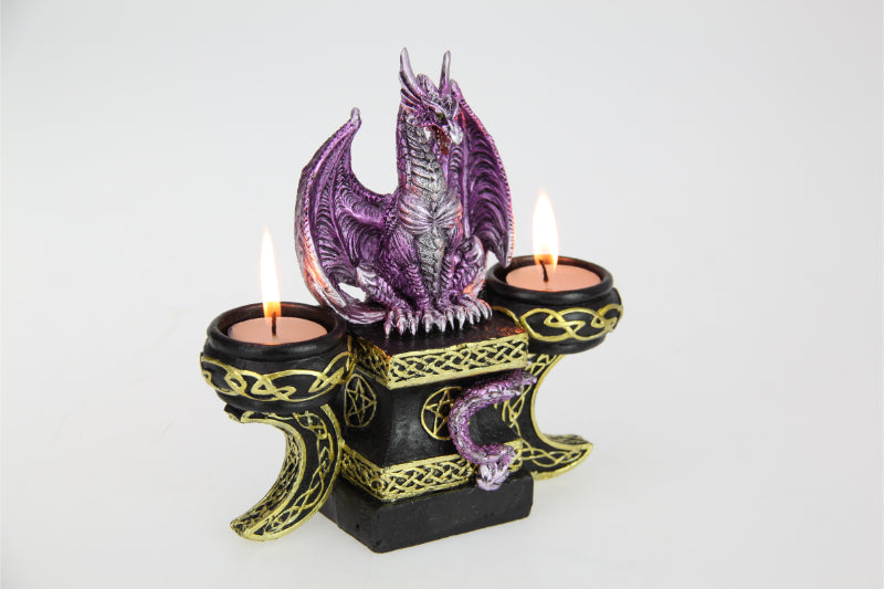 Pink Dragon Triple Moon Tealight Holder