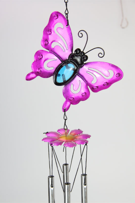 Stunning Butterfly with Glass & Metal Wind Chime