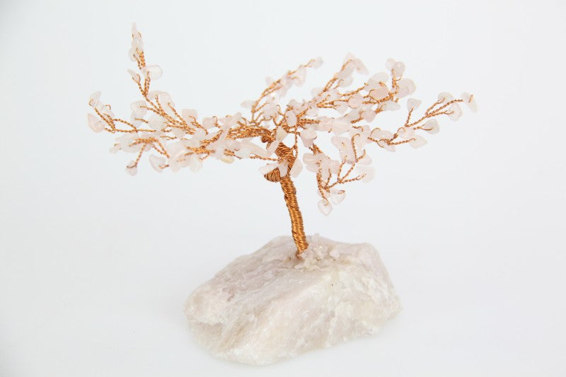 20cm Rose Quartz Gemstone Wish Tree 150 Gem Chips