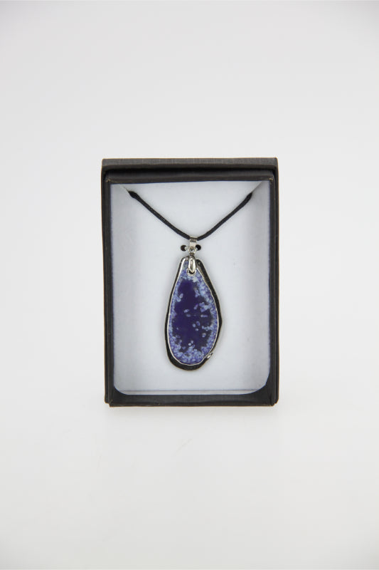 Agate Pendant with Silver Trim