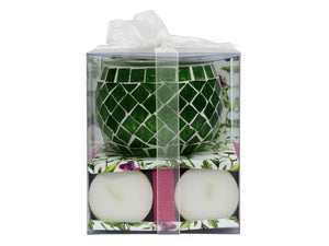 Mosaic Green Tealight Candle Holder Gift Set
