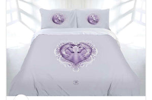 Ladelle Anne Stokes White Unicorn Queen Quilt Cover Set