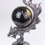 Silver Dragon with Spinning Globe