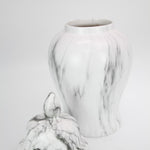 White & Grey Marble Finish Temple Jar 48cm