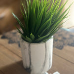 Artificial Grass in Marble Look Pot