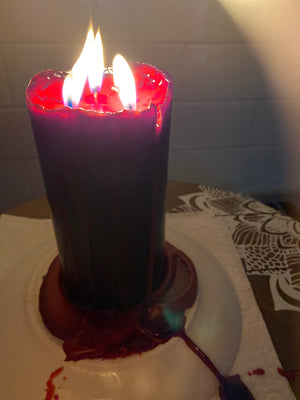 Vampire Tears Pillar Candle (Bleeds Red Wax)