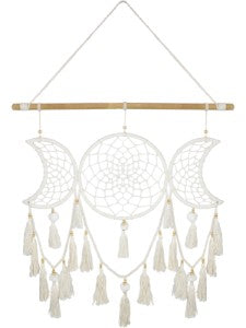 Macrame Triple Moon with Beads Décor Hanger