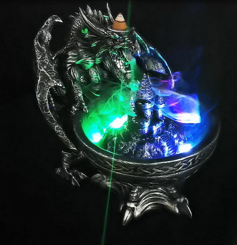 Antique Silver Dragon Breathing Smoke Backflow Burner