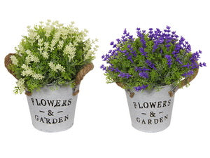 19cm Potted Flowers with Rope Handle set of 2