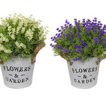 19cm Potted Flowers with Rope Handle set of 2