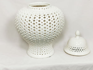 WHITE FILIGREE GINGER JAR 49cm