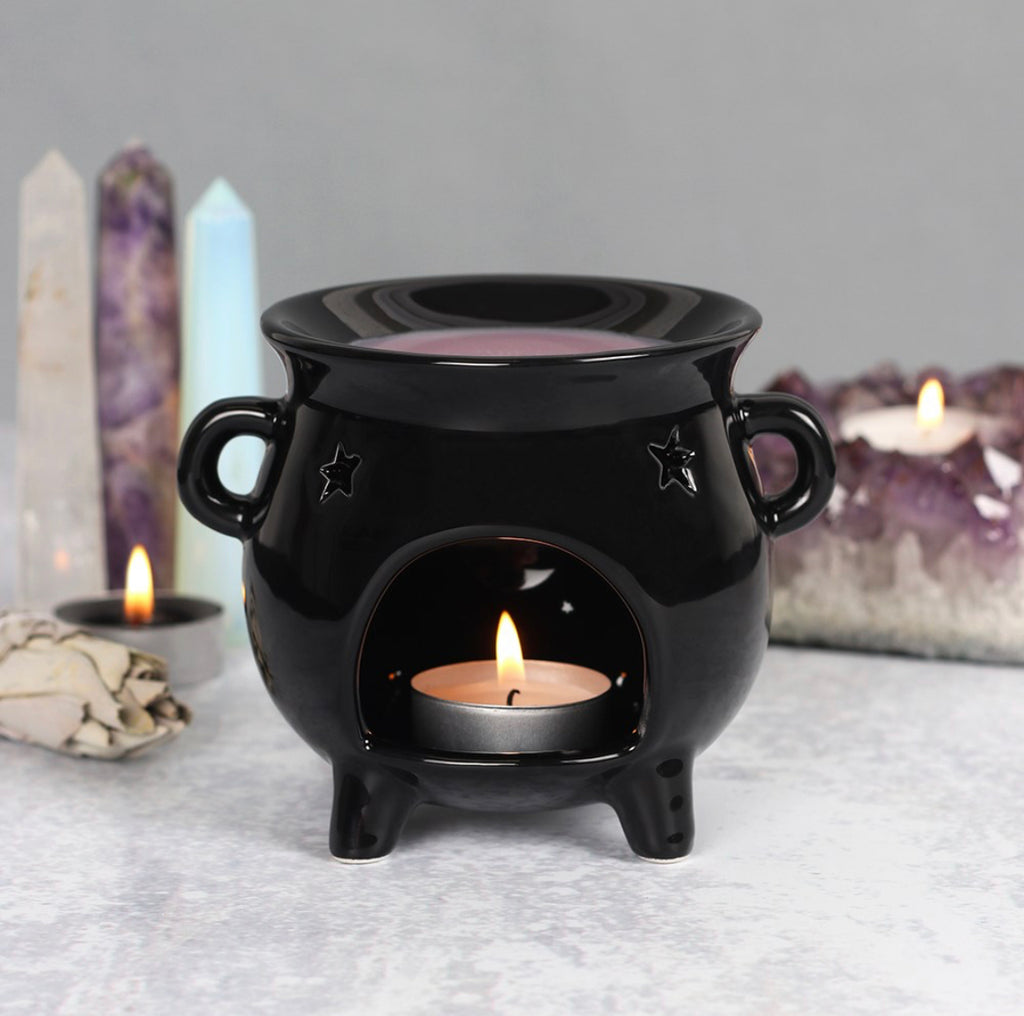 Black Cauldron Tea-Light Burner (Gift Boxed) + Free Wax Melts!🖤