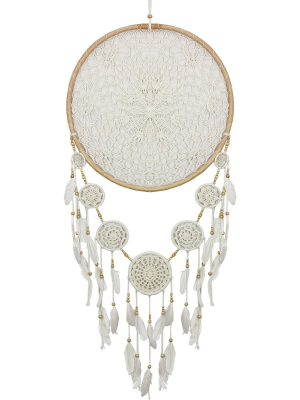 60cm Rattan/white Macrame Dream Catcher