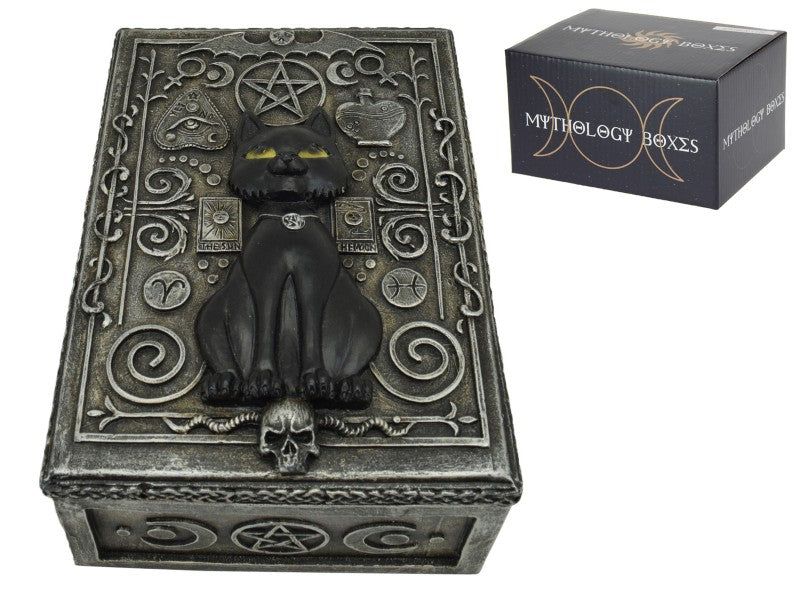 GOTHIC BLACK CAT RESIN STORAGE BOX