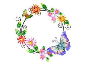 Butterfly and Flower Circle Wall Art