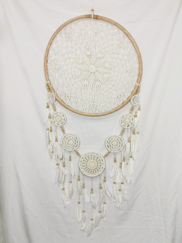 60cm Rattan/white Macrame Dream Catcher