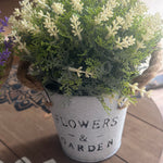 19cm Potted Flowers with Rope Handle set of 2