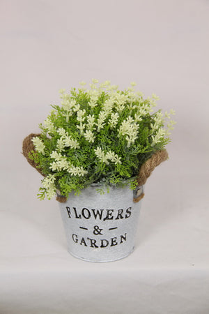 19cm Potted Flowers with Rope Handle set of 2