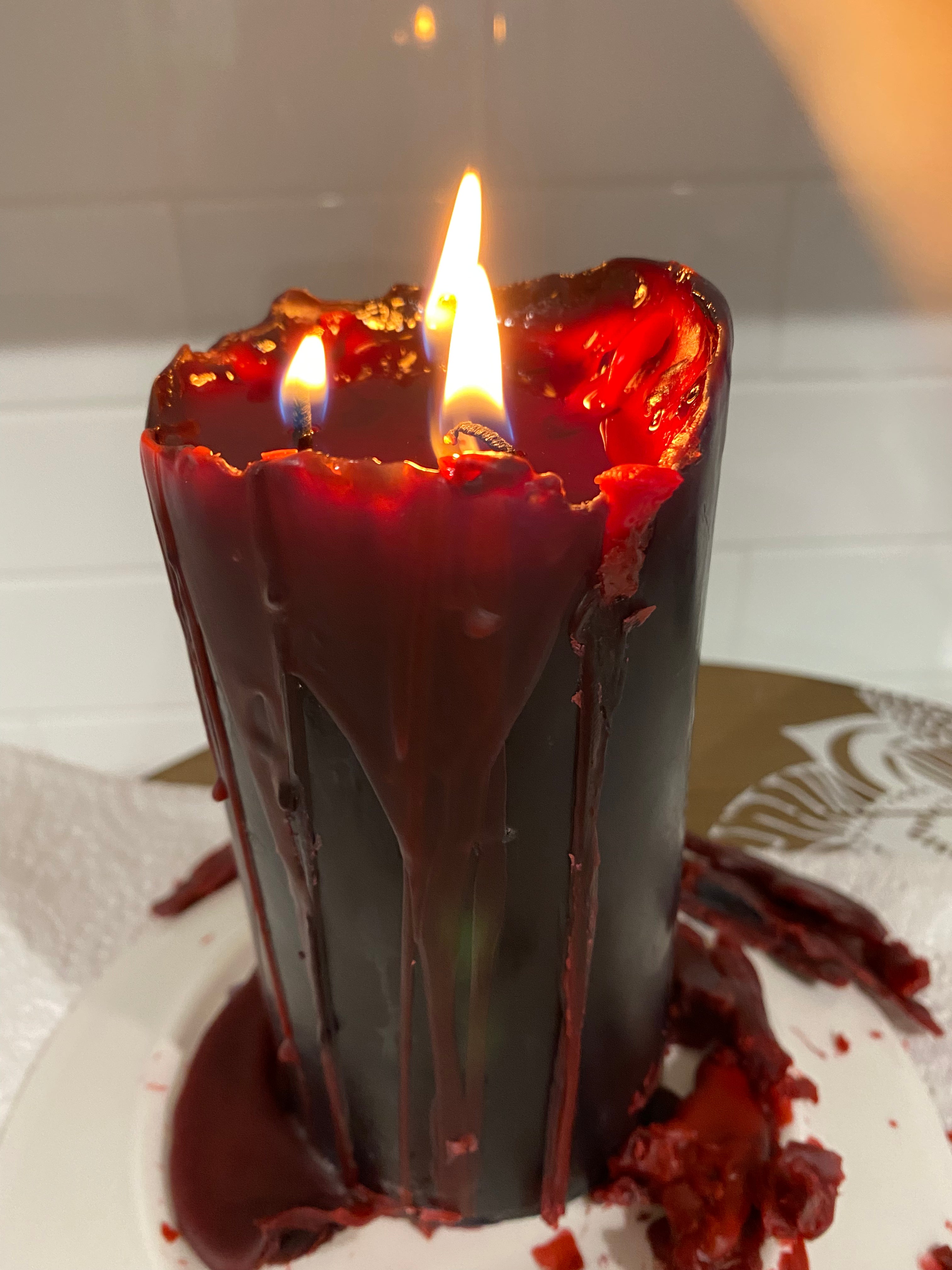 Vampire Tears Pillar Candle (Bleeds Red Wax)