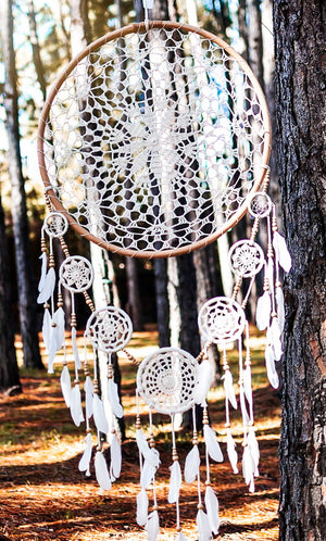 60cm Rattan/white Macrame Dream Catcher