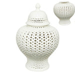 WHITE FILIGREE GINGER JAR 49cm