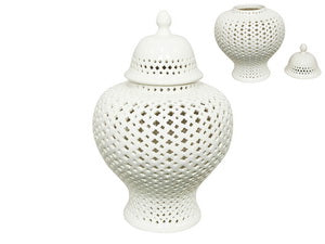 WHITE FILIGREE GINGER JAR 49cm