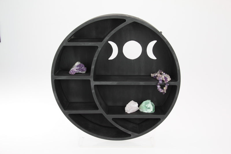 Hanging Black MDF Wiccan Triple Moon Shelf