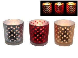 Starry night tea-light candle holder trio